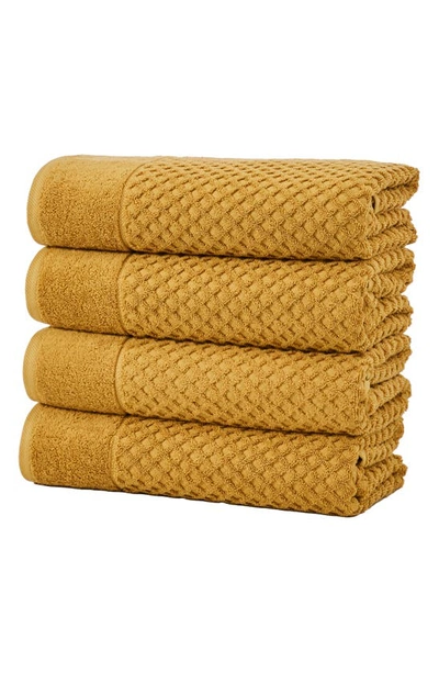 Shop Woven & Weft Diamond Textured 6-pack Cotton Towels In Marigold