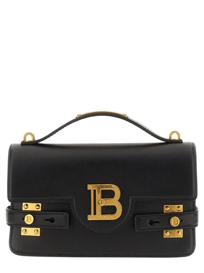 Shop Balmain B-buzz 24 Leather Bag In Black