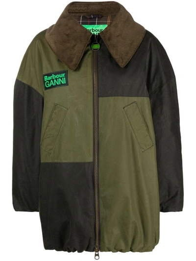 Shop Barbour 'wax Bomber' Ganni X  In Green
