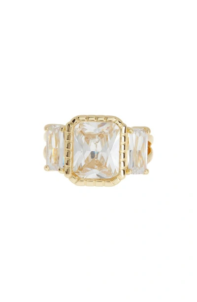 Shop Covet Rectangular Cubic Zirconia Ring In Clear