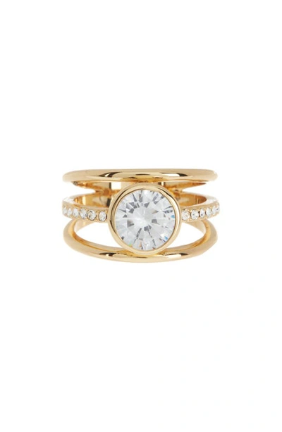 Shop Covet Cubic Zirconia Triple Band Ring In Gold