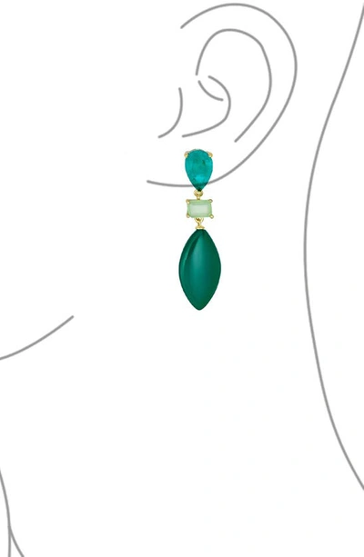 Bling Jewelry Geometric Amazonite Teardrop Earrings In Green