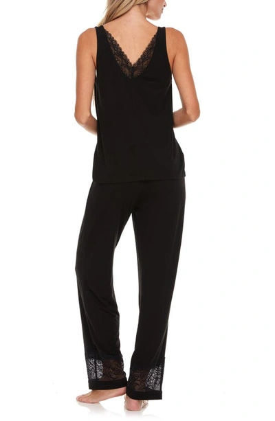 Flora Nikrooz Flora By  Franny Lace Trim Tank & Pants Pajamas In Black