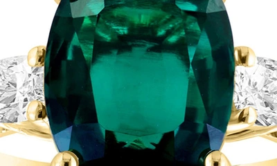 Shop Effy 14k Yellow Gold Lab Created Emerald & Lab Created Diamond Ring In Green
