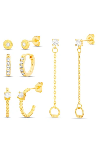 Shop Paige Harper Set Of 4 Cubic Zirconia Earrings In Gold