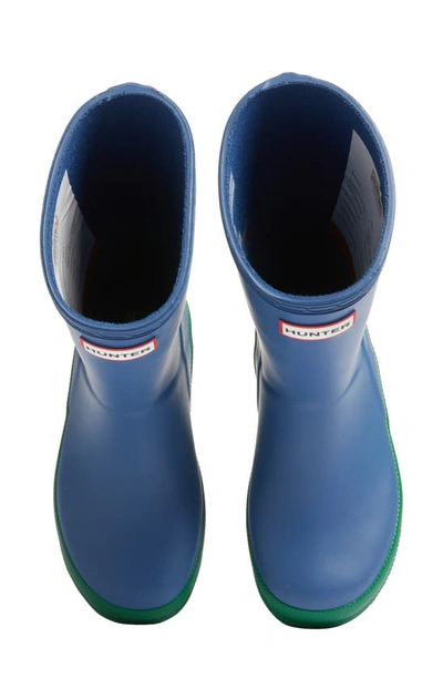 Shop Hunter Kids' Original First Classic Waterproof Rain Boot In Peak Blue/ Hyper Green