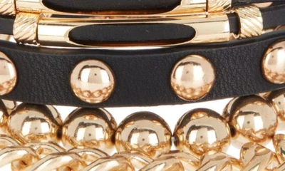 American Exchange Layered Bracelet In Gold/ Black