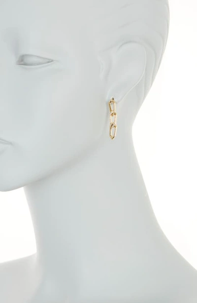 Sterling Forever Kinslee Cz Linear Drop Earrings In Gold