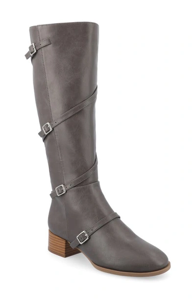 Journee Collection Elettra Tru Comfort Buckle Knee High Boot In Grey