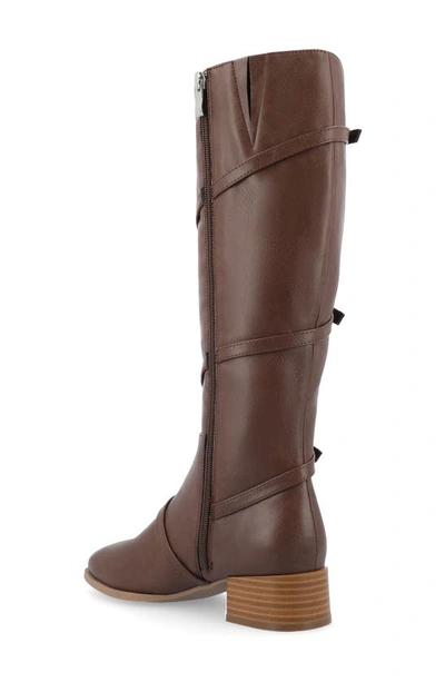 Journee Collection Elettra Tru Comfort Buckle Knee High Boot In Brown