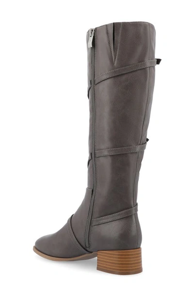 Journee Collection Elettra Tru Comfort Buckle Knee High Boot In Grey