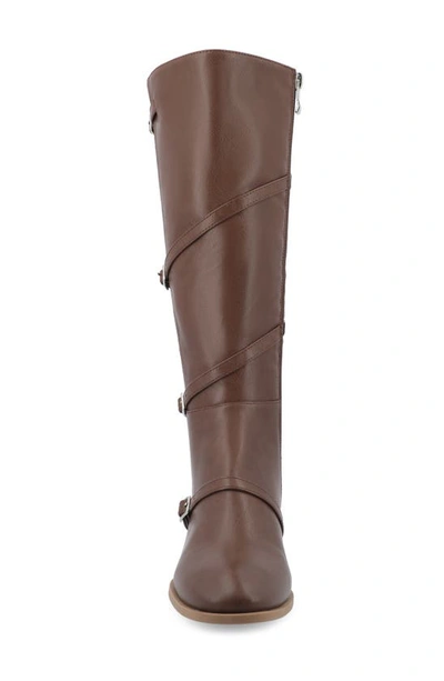 Journee Collection Elettra Tru Comfort Buckle Knee High Boot In Brown