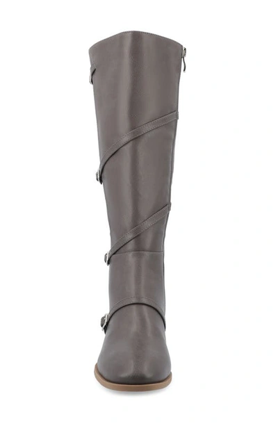 Journee Collection Elettra Tru Comfort Buckle Knee High Boot In Grey