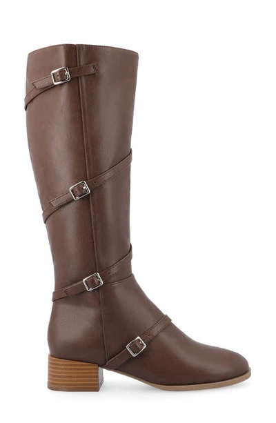 Journee Collection Elettra Tru Comfort Buckle Knee High Boot In Brown