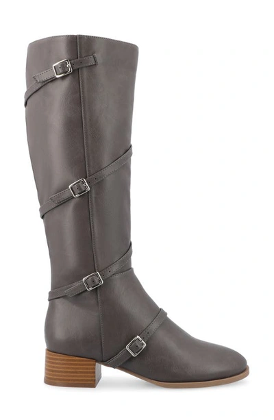Journee Collection Elettra Tru Comfort Buckle Knee High Boot In Grey