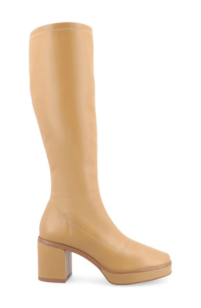 Journee Collection Alondra Tru Comfort Foam Knee High Platform Boot In Tan
