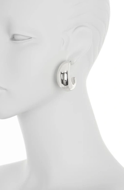 Sterling Forever Eclipse Hoop Earrings In Silver
