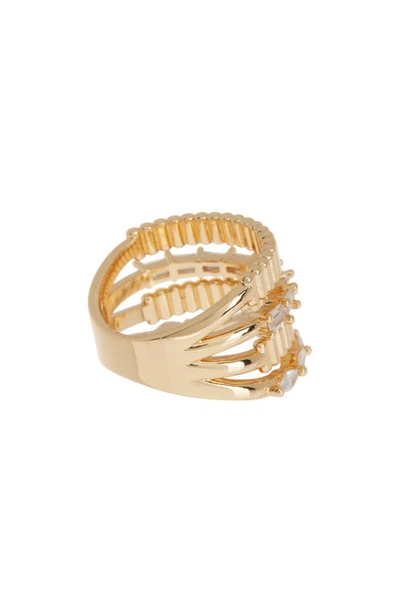 Sterling Forever Odette Cz Stacked Ring In Gold