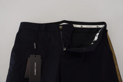 Shop Dolce & Gabbana Black Wool Slim Formal Men's Pants