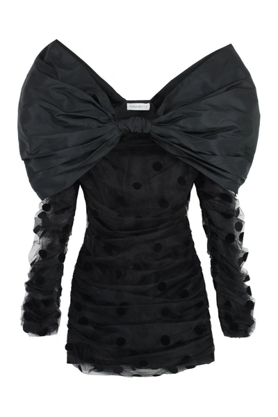Shop Nina Ricci Polka-dot Tulle Dress In Black