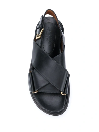 Shop Marni Women Fb Criscross Leather Sandals In 00n99 Black