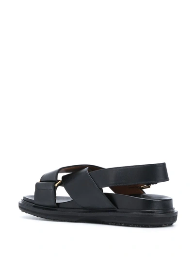 Shop Marni Women Fb Criscross Leather Sandals In 00n99 Black