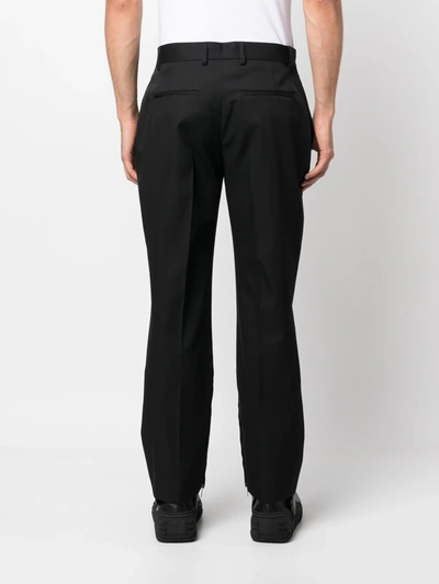 Shop Off-white Men Ow Embroidery Wool Slim Zip Pants In 1010 Black Black