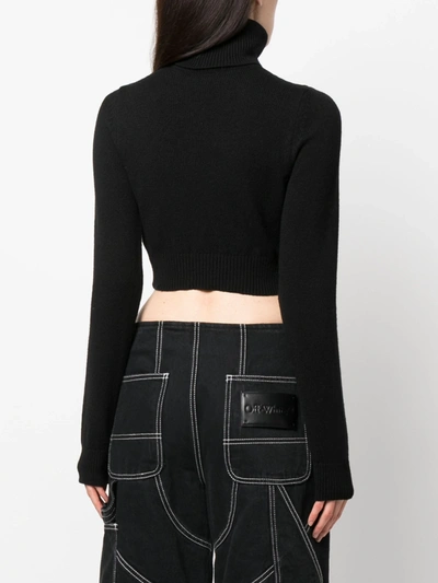 Shop Palm Angels Women All Roads Cropped Turtleneck In Black White