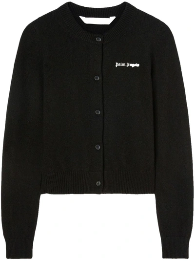 Shop Palm Angels Women Classic Logo Fitted Cardigan In Black White
