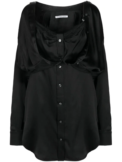 Shop Alexander Wang T T By Alexander Wang Women Button Down Dress With Integrated Dress In 001 Black