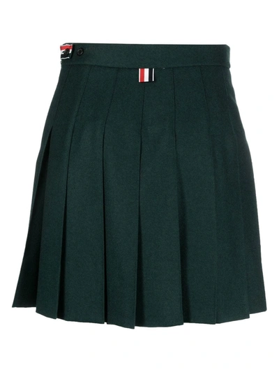 Shop Thom Browne Women Dropped Back Mini Pleated Skirt In 310 Dk Green