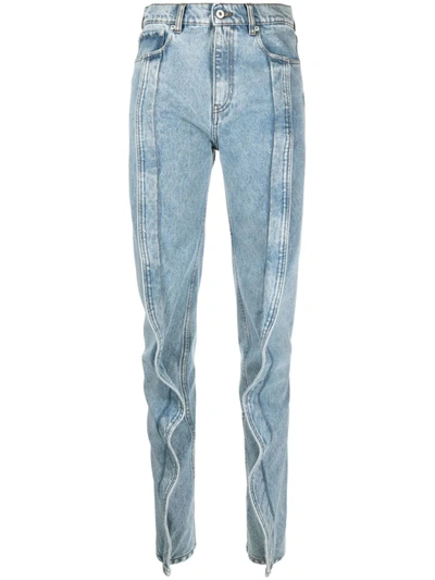 Shop Y/project Women Slim Banana Jeans In Heavy Sw Blue