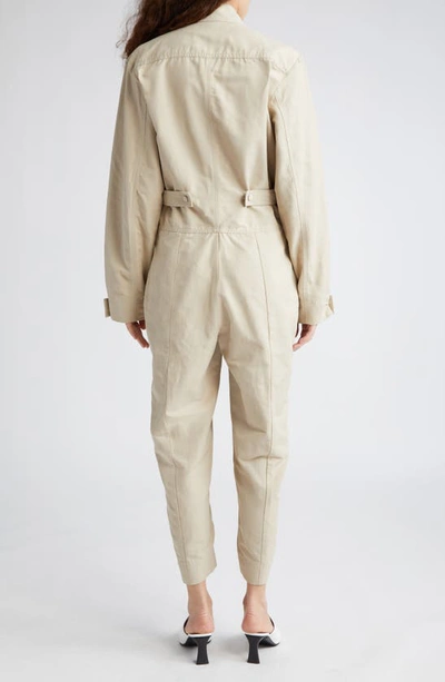 Shop Stella Mccartney Twin Zipper Long Sleeve Twill Jumpsuit In 9700 - Desert Beige