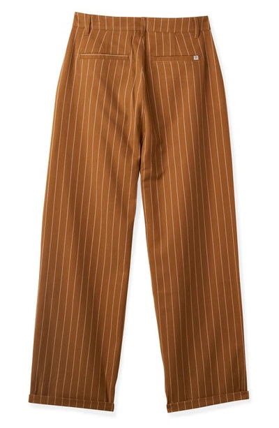 Shop Brixton Victory Pinstripe Wide Leg Pants In Washed Copper Pinstripe