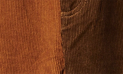 Shop Brixton Victory Colorblock Corduroy Wide Leg Pants In Washed Copper/ Desert Palm