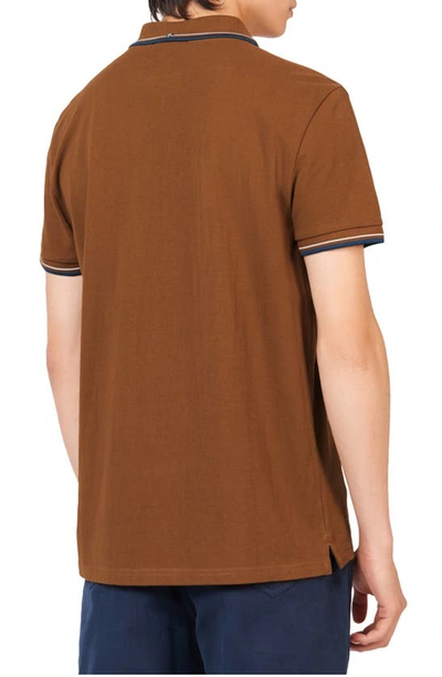 Shop Ben Sherman Signature Tipped Organic Cotton Piqué Polo Shirt In Ginger