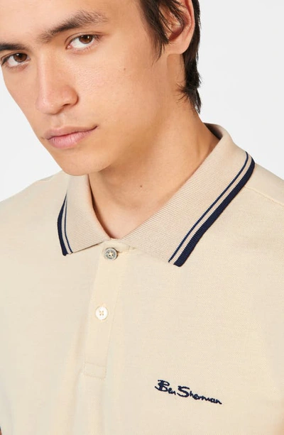 Shop Ben Sherman Signature Tipped Organic Cotton Piqué Polo Shirt In Fog