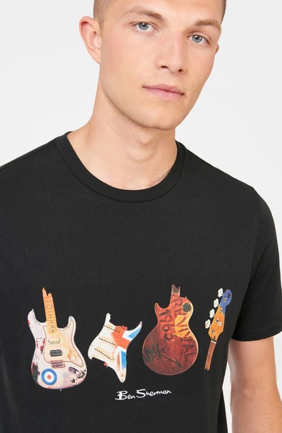 Shop Ben Sherman Smashed Guitars Organic Cotton Graphic T-shirt In Black