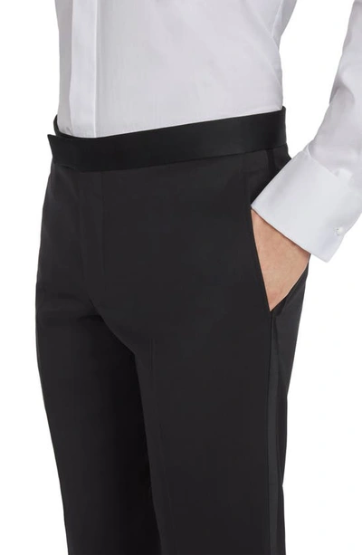Jack Victor Phoenix Flat Front Tuxedo Pants In Black