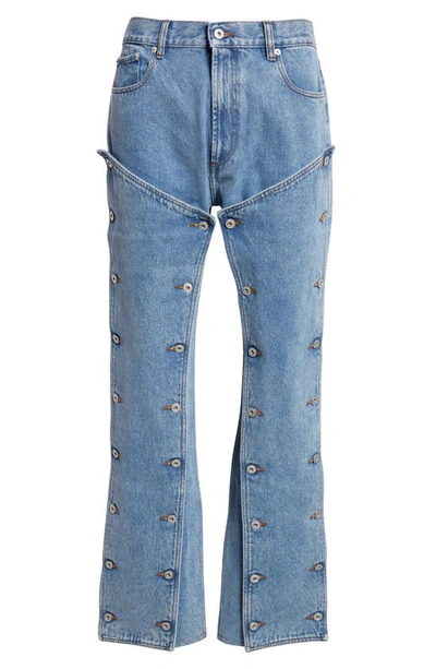 Shop Y/project Button Panel Jeans In Heavy Sw Blue