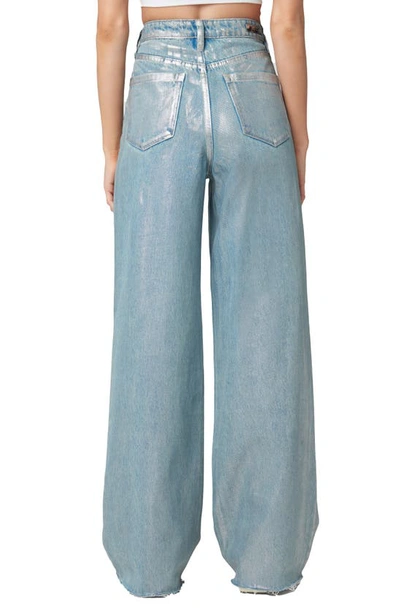 Shop Blanknyc High Waist Metallic Coated Wide Leg Jeans In Silver Star
