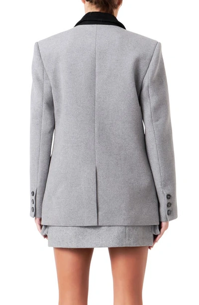 Shop Grey Lab Oversize Wool Blend Blazer In Grey/ Black