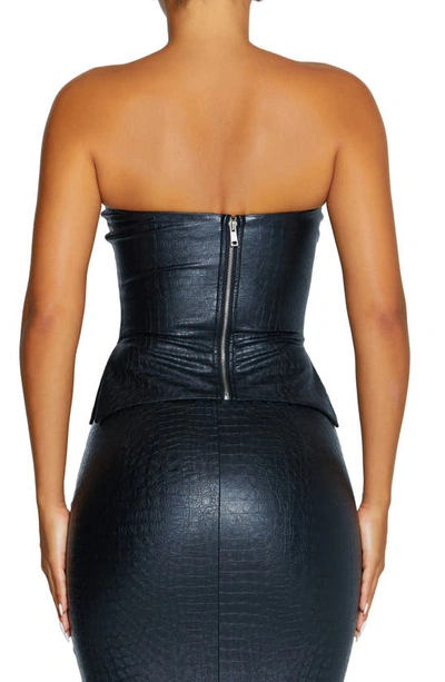 Shop Naked Wardrobe The Crocodile Collection Croc Embossed Faux Leather Tube Top In Black