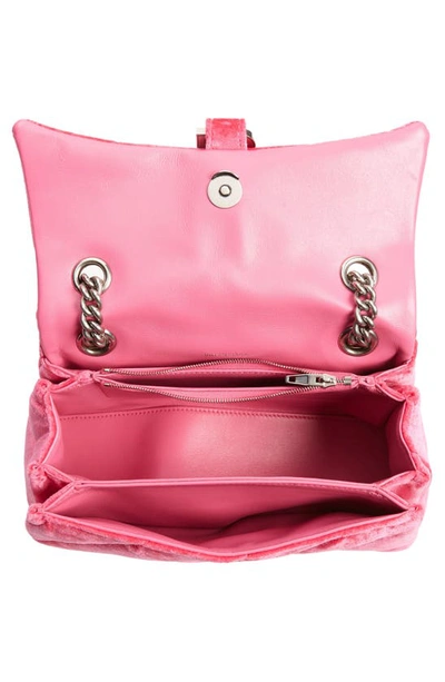 Shop Balenciaga Small Crush Quilted Velvet Crossbody Bag In Bright Pink