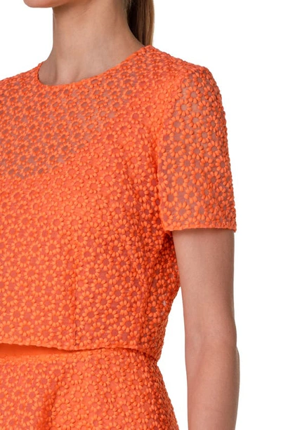 Shop Akris Floral Embroidery Techno Organza Dress In Pumpkin