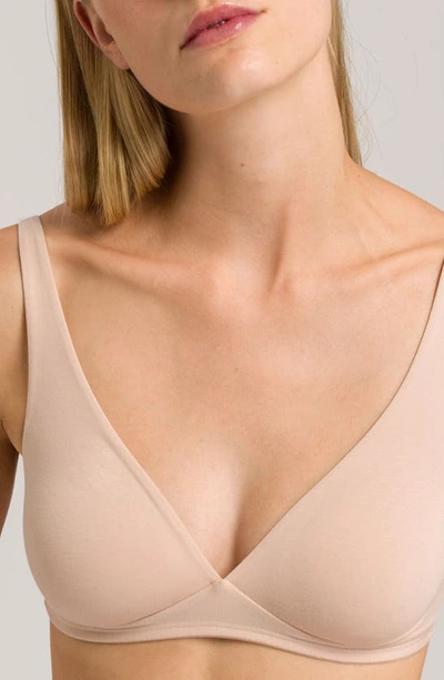 Shop Hanro Cotton Sensation Soft Cup Bra In Beige