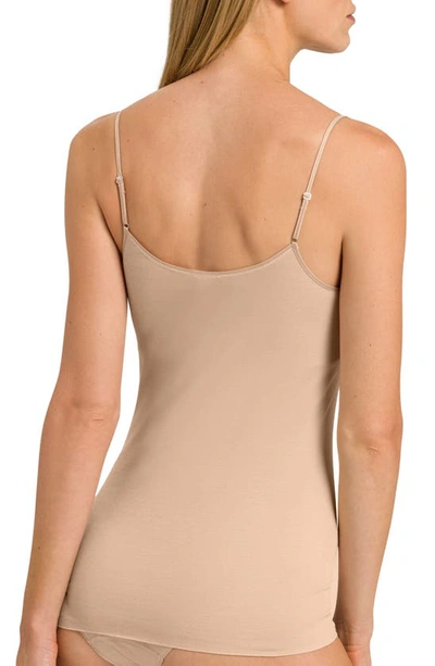 Shop Hanro Seamless Padded Cotton Camisole In Beige