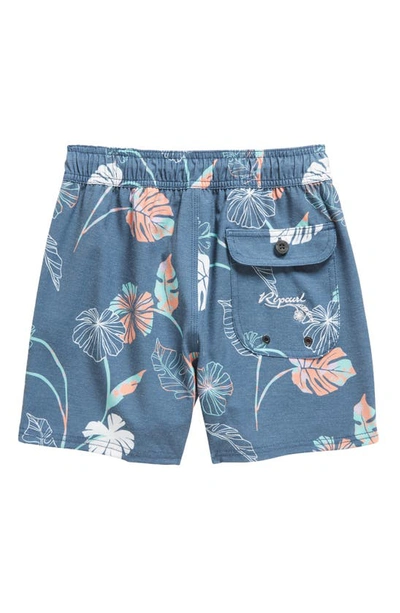 Rip Curl Kids' Mod Tropics Volley Swim Shorts In Washed Navy