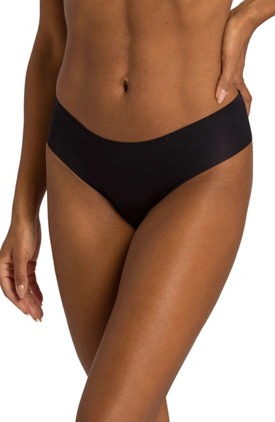Shop Hanro Invisible Stretch Cotton Hipster Panties In Black