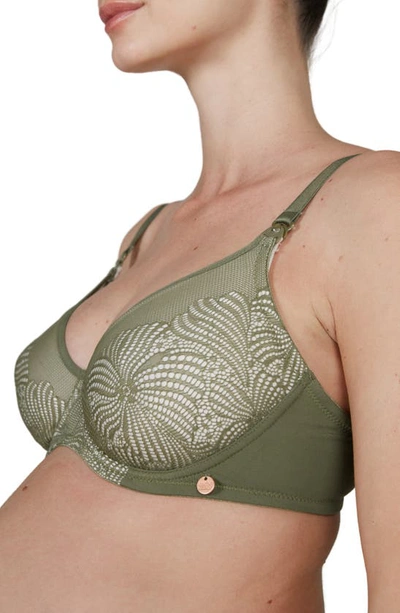 Shop Cache Coeur Dahlia Maternity/nursing Bra In Khaki